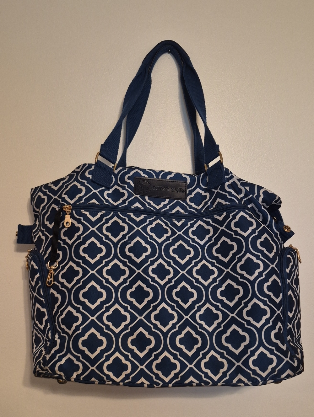 Sarah Wells Breadt Pump  Navy & White  Geometric Tote Bag